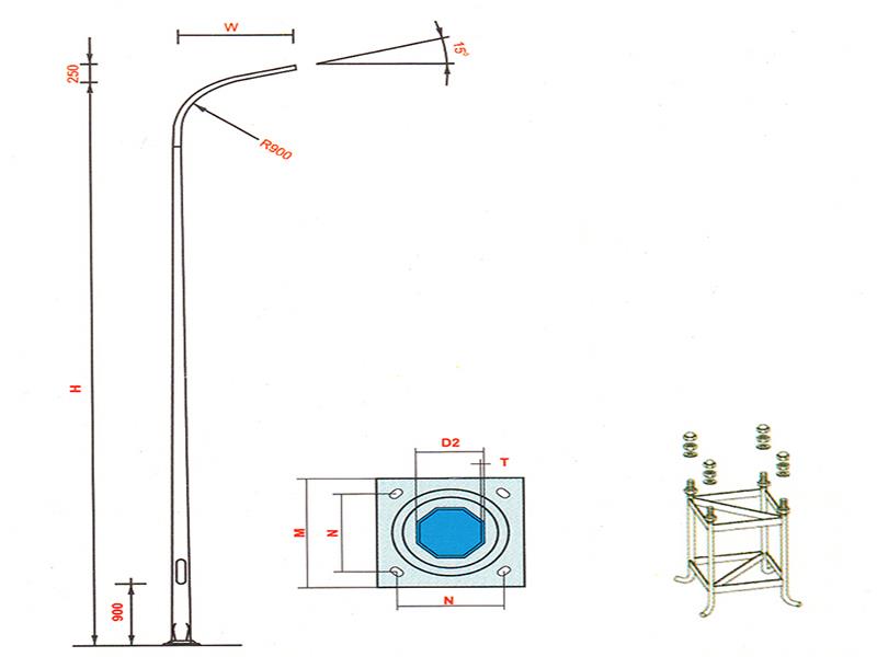 Cột đèn cao áp liền cần đơn cao 6M - 11M