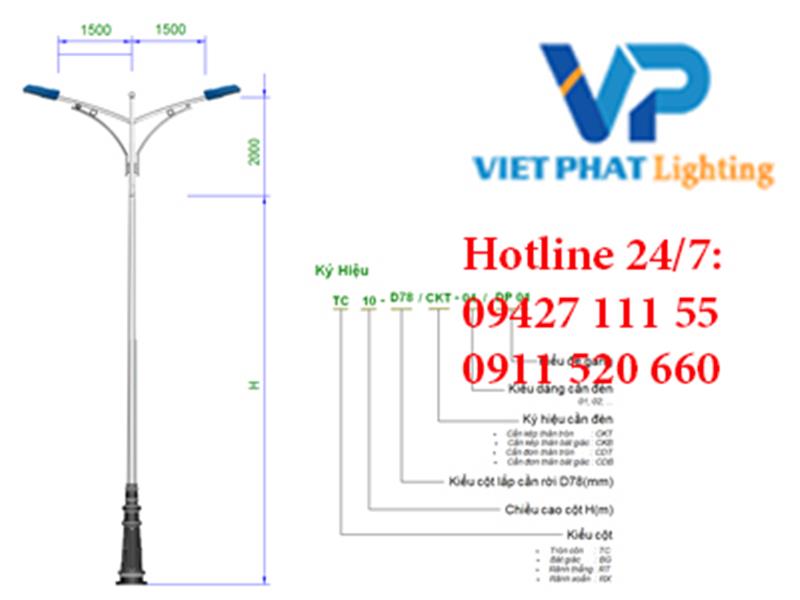 Cột thép đế gang DP01 cần kép CK04