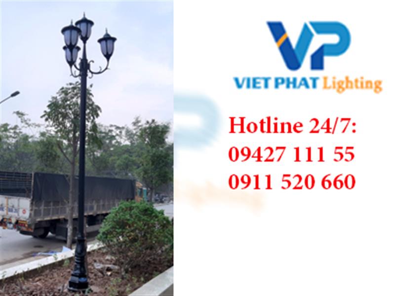 Cột đèn DC02 lắp tay chùm CH05-4 đèn chùa
