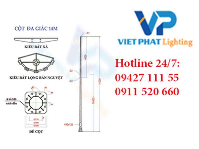 Cột đèn đa giác 14m