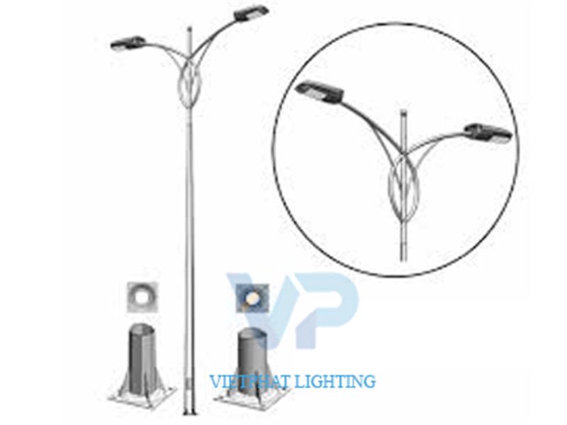 Cột thép bát giác cần kép CK01 có đuôi cần