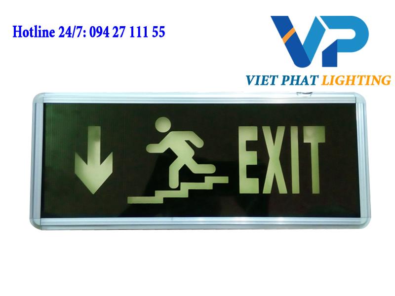 Đèn exit 1 mặt chỉ xuống cầu thang