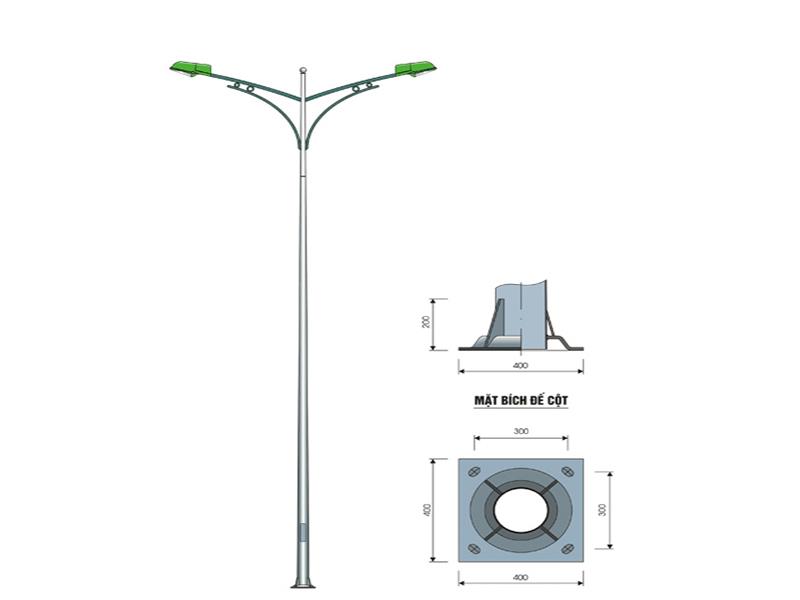 Cột thép tròn côn rời cần kép CK04-K